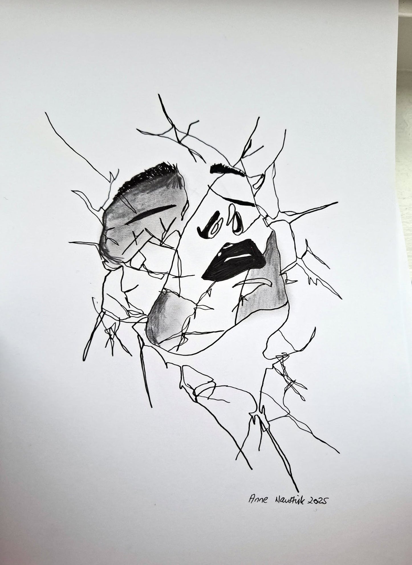 Original tegning tusj og blyant